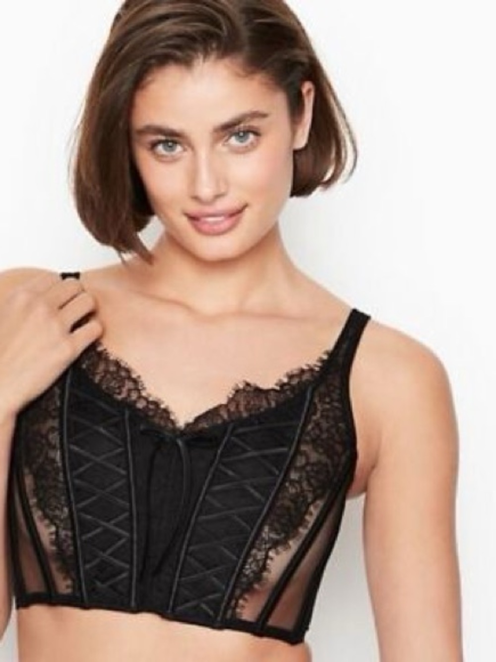 Victoria’s Secret Dream Angels Black Lace Unlined Corset Top Medium D-DD